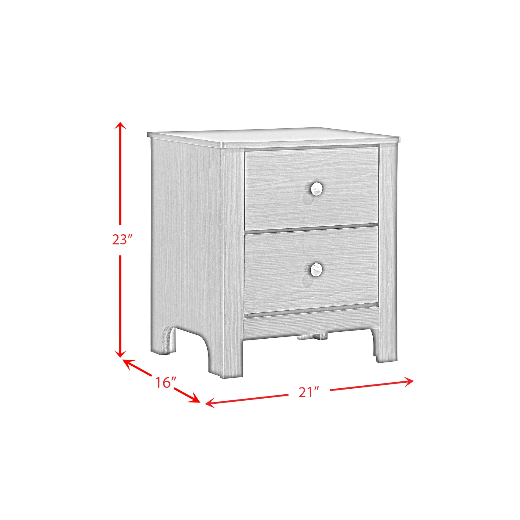 Sami Youth 2-Drawer Nightstand in White