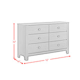 Sami Youth 6-Drawer Dresser in Grey