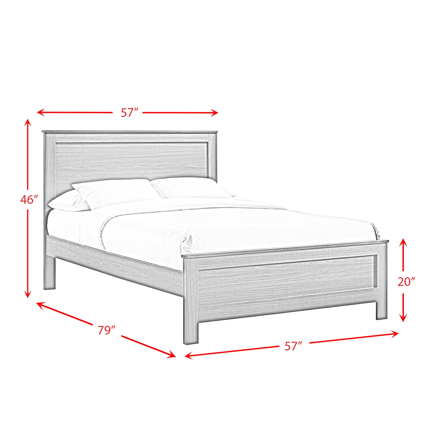 Sami Youth Full Panel Bed in Grey