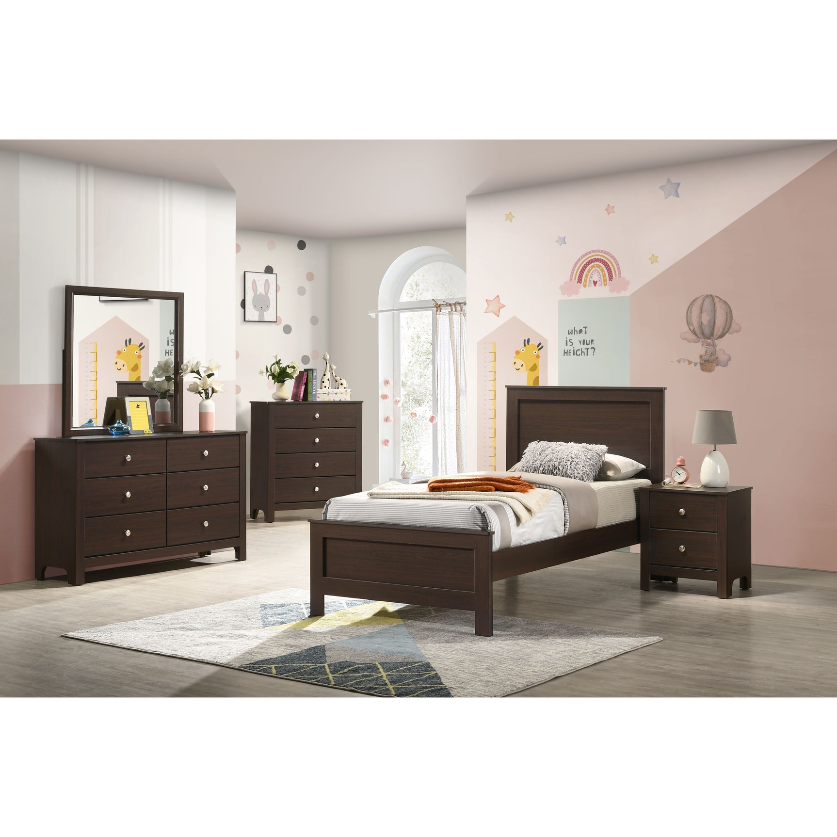 Sami Youth Dresser and Mirror Set in Espresso - Tampa Furniture Outlet