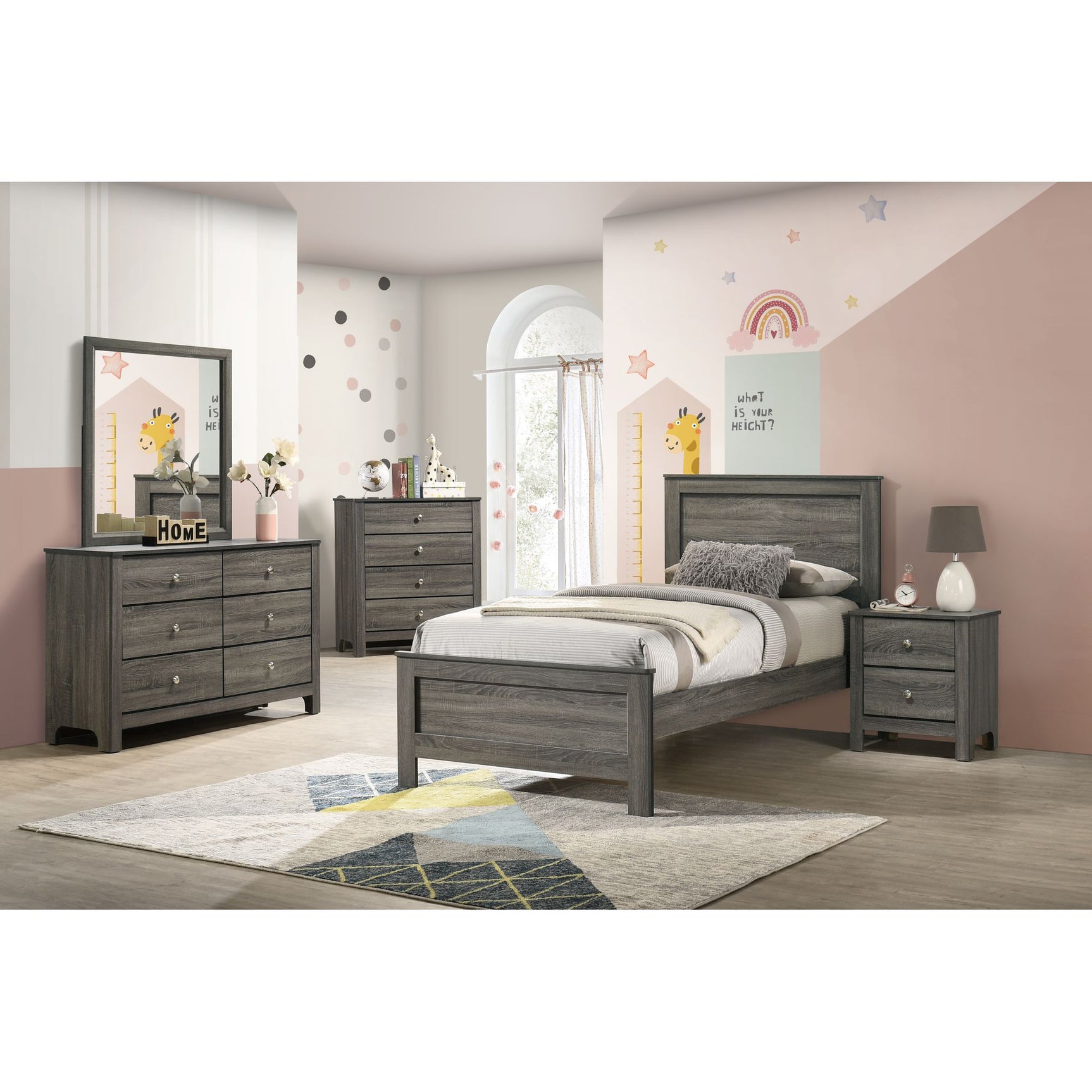 Sami Youth 2-Drawer Nightstand in Grey – SKU SM390NS | Elements
