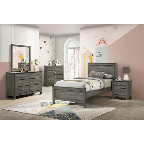 Sami Youth Twin Panel Bed in Grey – SKU SM390TB | Elements