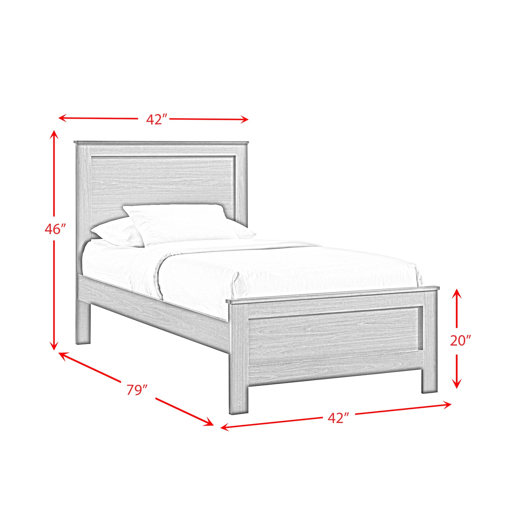 Sami Youth Twin Panel Bed in Grey