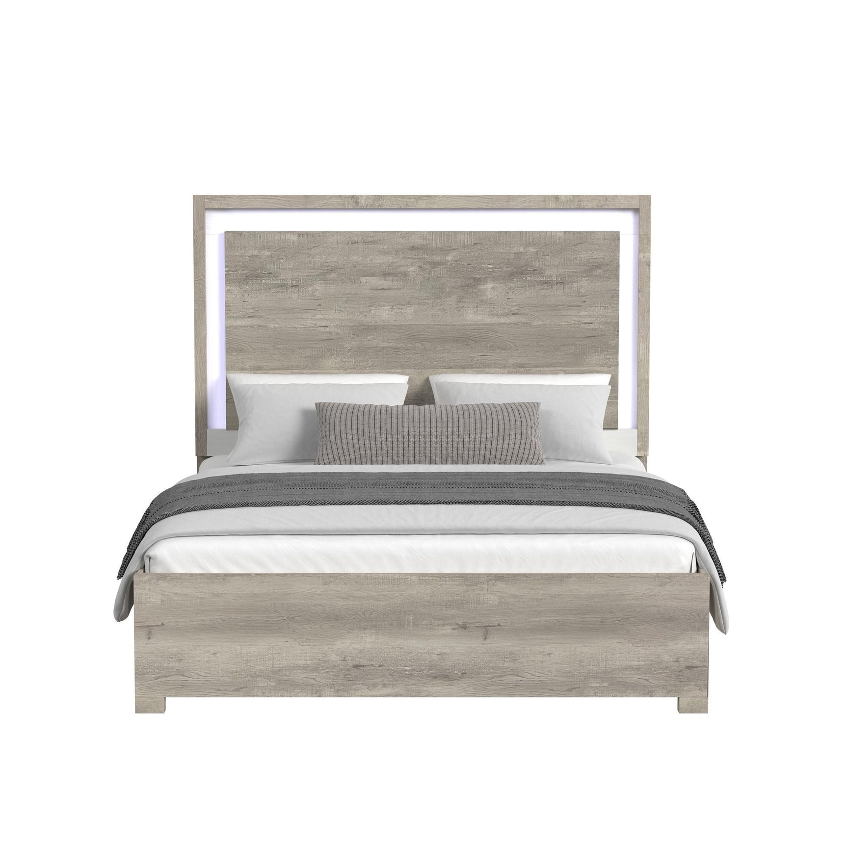San Matteo King Bed with LED in Dual Tone - Tampa Furniture Outlet