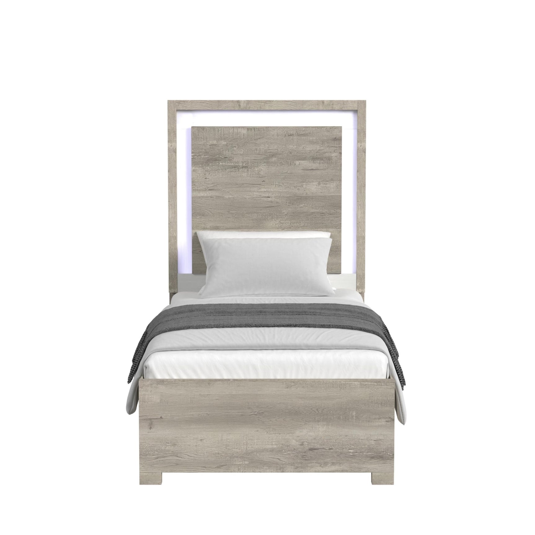 San Matteo Twin Bed with LED in Dual Tone - Tampa Furniture Outlet