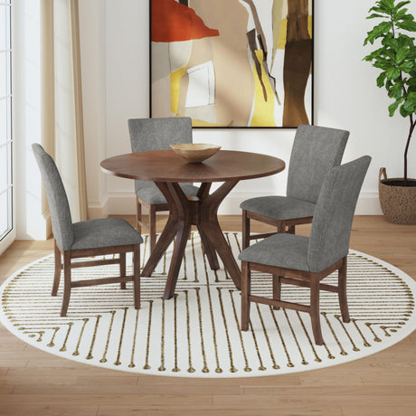 Santa Barbara Dining Side Chair with Dark Grey Fabric in Walnut (2 Per Carton) – SKU D-16550-5-SCS | Elements