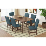 Santa Barbara Dining Side Chair with Denim Blue Fabric in Walnut (2 Per Carton) - Tampa Furniture Outlet