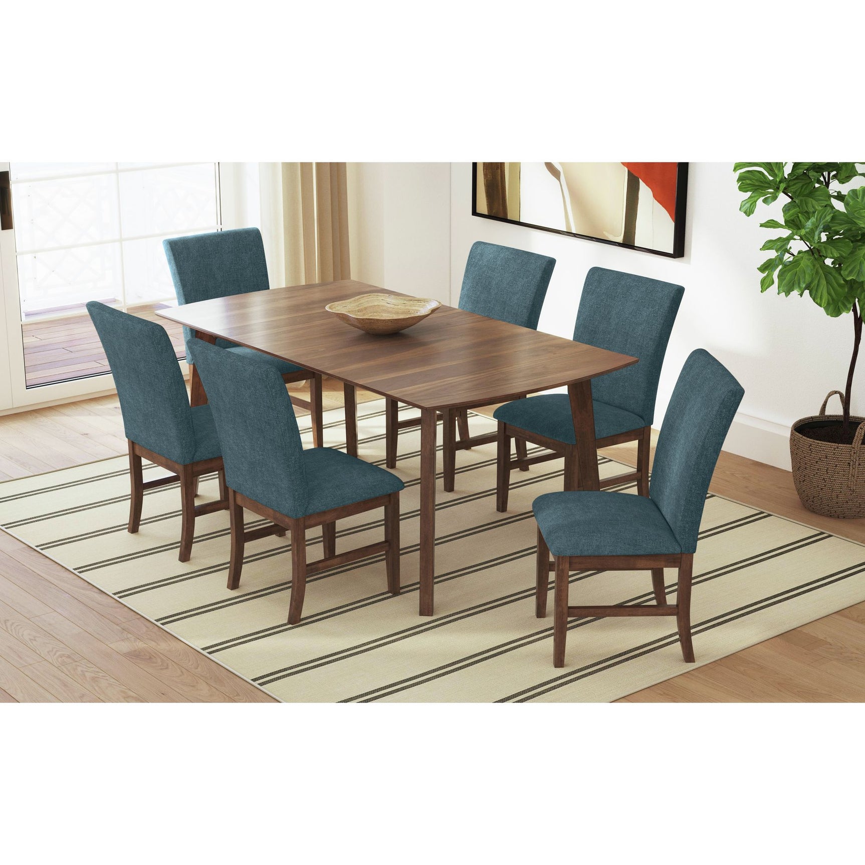 Santa Barbara Dining Side Chair with Denim Blue Fabric in Walnut (2 Per Carton) - Tampa Furniture Outlet