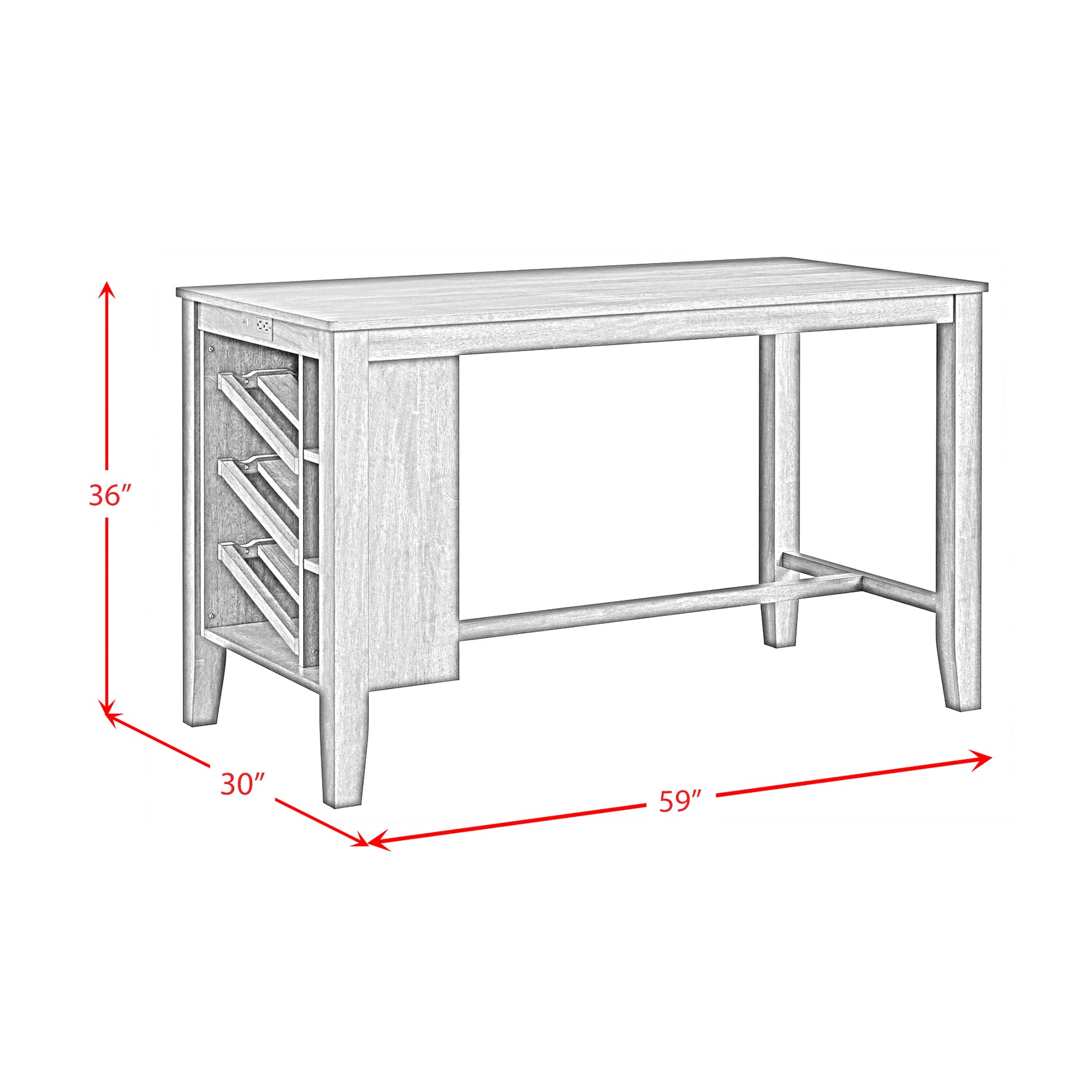 Santa Barbara Kitchen Island & 2 Counter Stools with Dark Grey Fabric in Walnut - Tampa Furniture Outlet