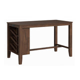 Santa Barbara Kitchen Island & 2 Counter Stools with Dark Grey Fabric in Walnut - Tampa Furniture Outlet