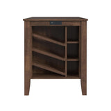 Santa Barbara Kitchen Island & 2 Counter Stools with Dark Grey Fabric in Walnut - Tampa Furniture Outlet
