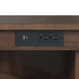 Santa Barbara Kitchen Island & 2 Counter Stools with Dark Grey Fabric in Walnut - Tampa Furniture Outlet