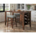 Santa Barbara Kitchen Island & 2 Counter Stools with Dark Grey Fabric in Walnut – SKU D-16550-5-KI | Elements