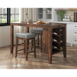 Santa Barbara Kitchen Island & 2 Counter Stools with Dark Grey Fabric in Walnut – SKU D-16550-5-KI | Elements