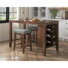 Santa Barbara Kitchen Island & 2 Counter Stools with Dark Grey Fabric in Walnut – SKU D-16550-5-KI | Elements
