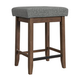 Santa Barbara Kitchen Island & 2 Counter Stools with Dark Grey Fabric in Walnut - Tampa Furniture Outlet