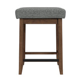 Santa Barbara Kitchen Island & 2 Counter Stools with Dark Grey Fabric in Walnut - Tampa Furniture Outlet