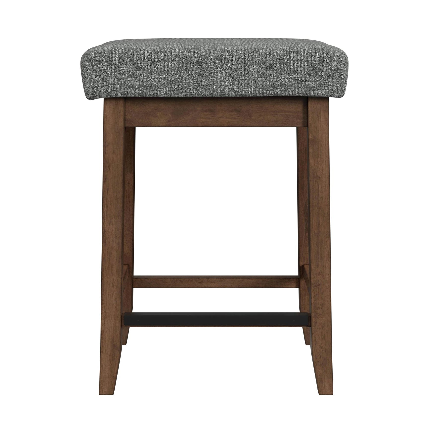 Santa Barbara Kitchen Island & 2 Counter Stools with Dark Grey Fabric in Walnut - Tampa Furniture Outlet