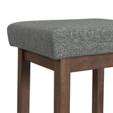 Santa Barbara Kitchen Island & 2 Counter Stools with Dark Grey Fabric in Walnut - Tampa Furniture Outlet