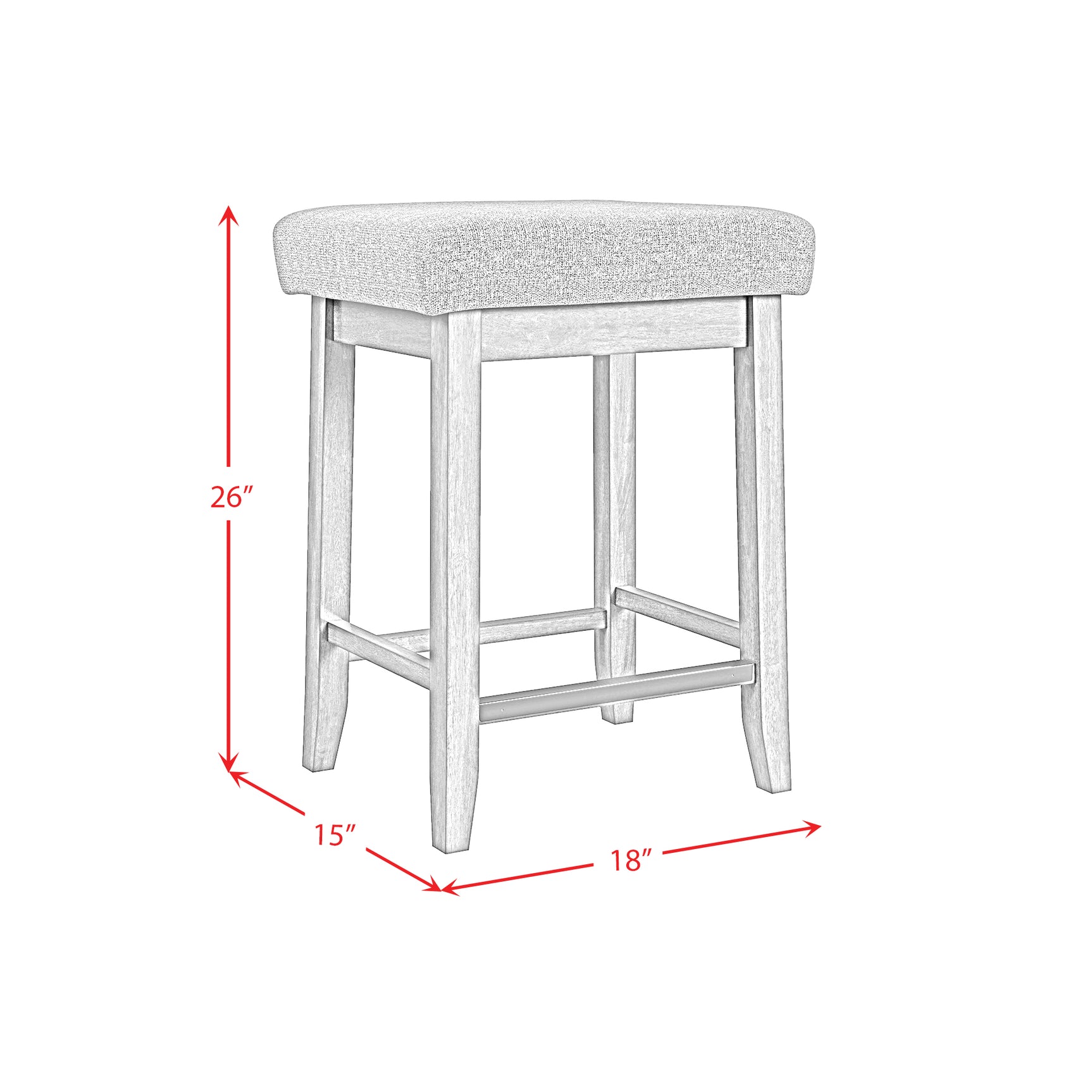 Santa Barbara Kitchen Island & 2 Counter Stools with Dark Grey Fabric in Walnut - Tampa Furniture Outlet