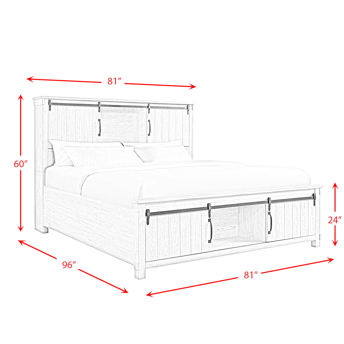 Scott King Storage Bed White Finish
