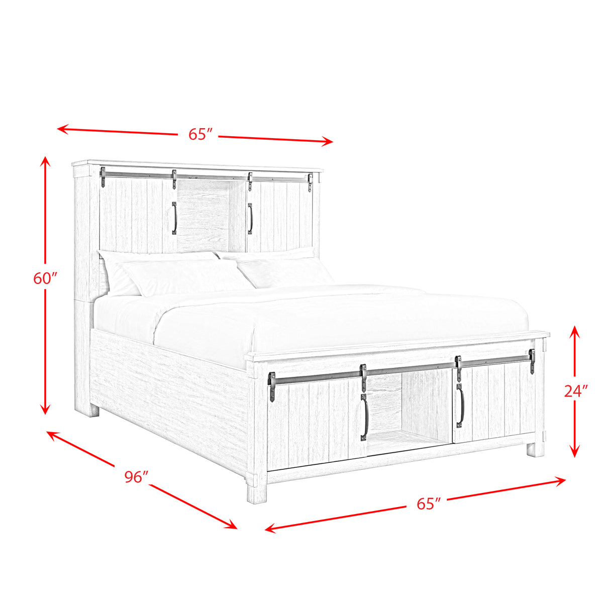 Scott Queen Storage Bed White Finish