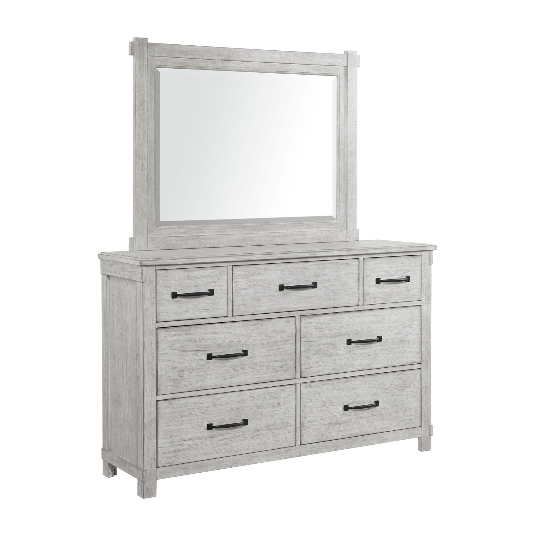 Scott Dresser & Mirror Set White Finish - Tampa Furniture Outlet