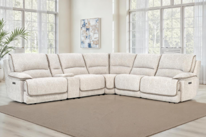 Olsen 6pc Dove Power Sectional - Tampa Furniture Outlet