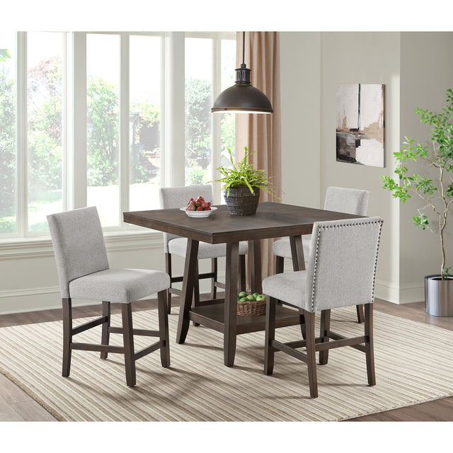 Seneca Counter Side Chair with Grey Fabric in Brown (2 Per Carton) – SKU D-7670-5-CSC | Elements