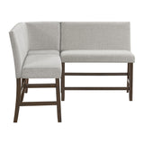 Seneca Counter 3PC Corner Bench with Grey Fabric in Brown - Tampa Furniture Outlet