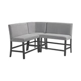 Seneca Counter 3PC Corner Bench Grey Fabric in Grey