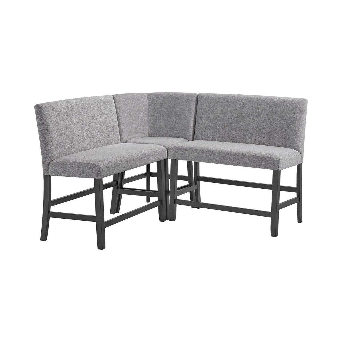 Seneca Counter 3PC Corner Bench Grey Fabric in Grey