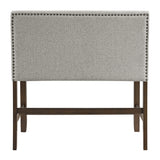 Seneca Counter Bench with Upholstered Back and Grey Fabric in Brown - Tampa Furniture Outlet