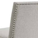 Seneca Counter Corner Bench with Upholstered Back and Grey Fabric in Brown