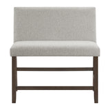 Seneca Counter Bench with Upholstered Back and Grey Fabric in Brown - Tampa Furniture Outlet