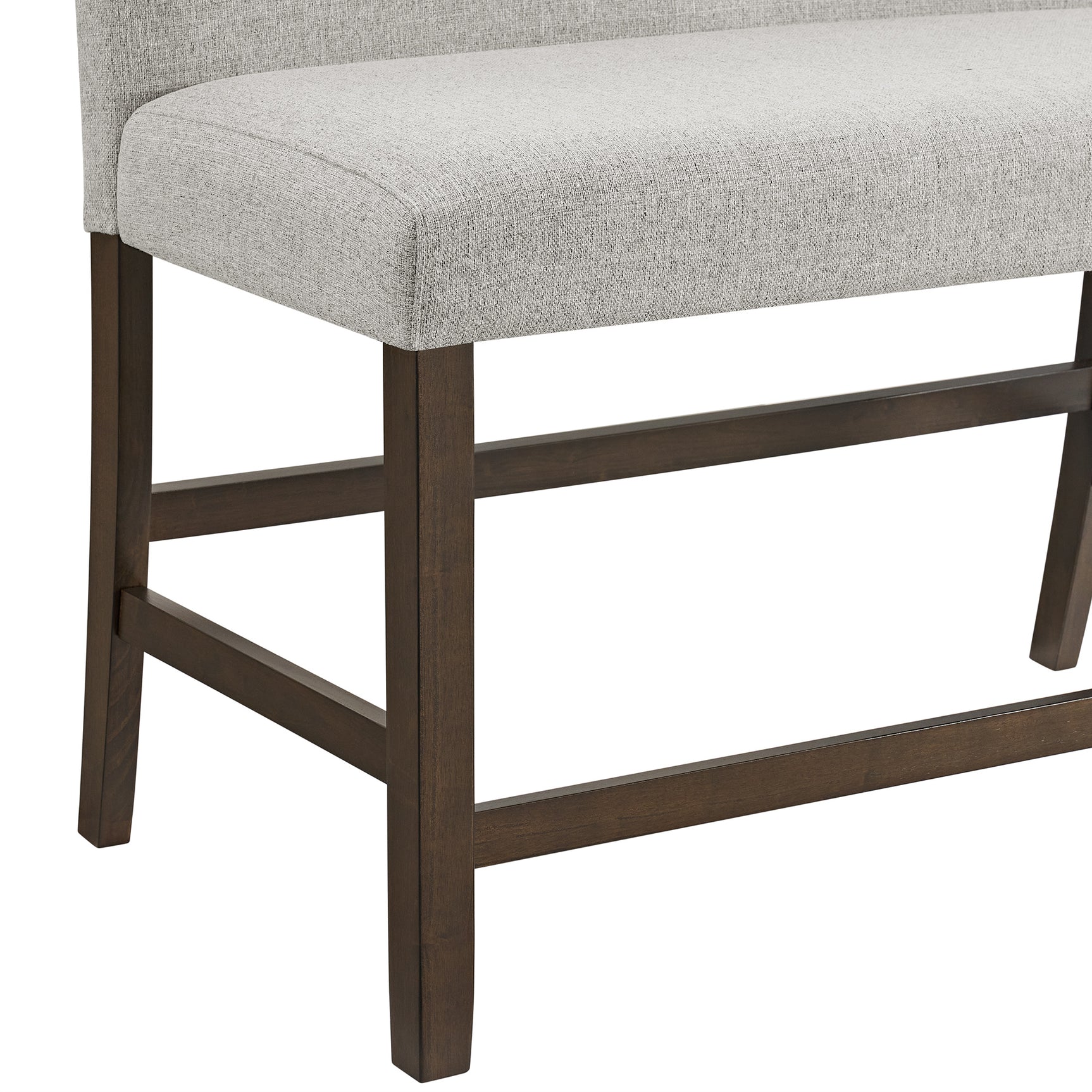 Seneca Counter 3PC Corner Bench with Grey Fabric in Brown - Tampa Furniture Outlet