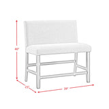 Seneca Counter 3PC Corner Bench with Grey Fabric in Brown - Tampa Furniture Outlet