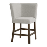 Seneca Counter Corner Bench with Upholstered Back and Grey Fabric in Brown - Tampa Furniture Outlet
