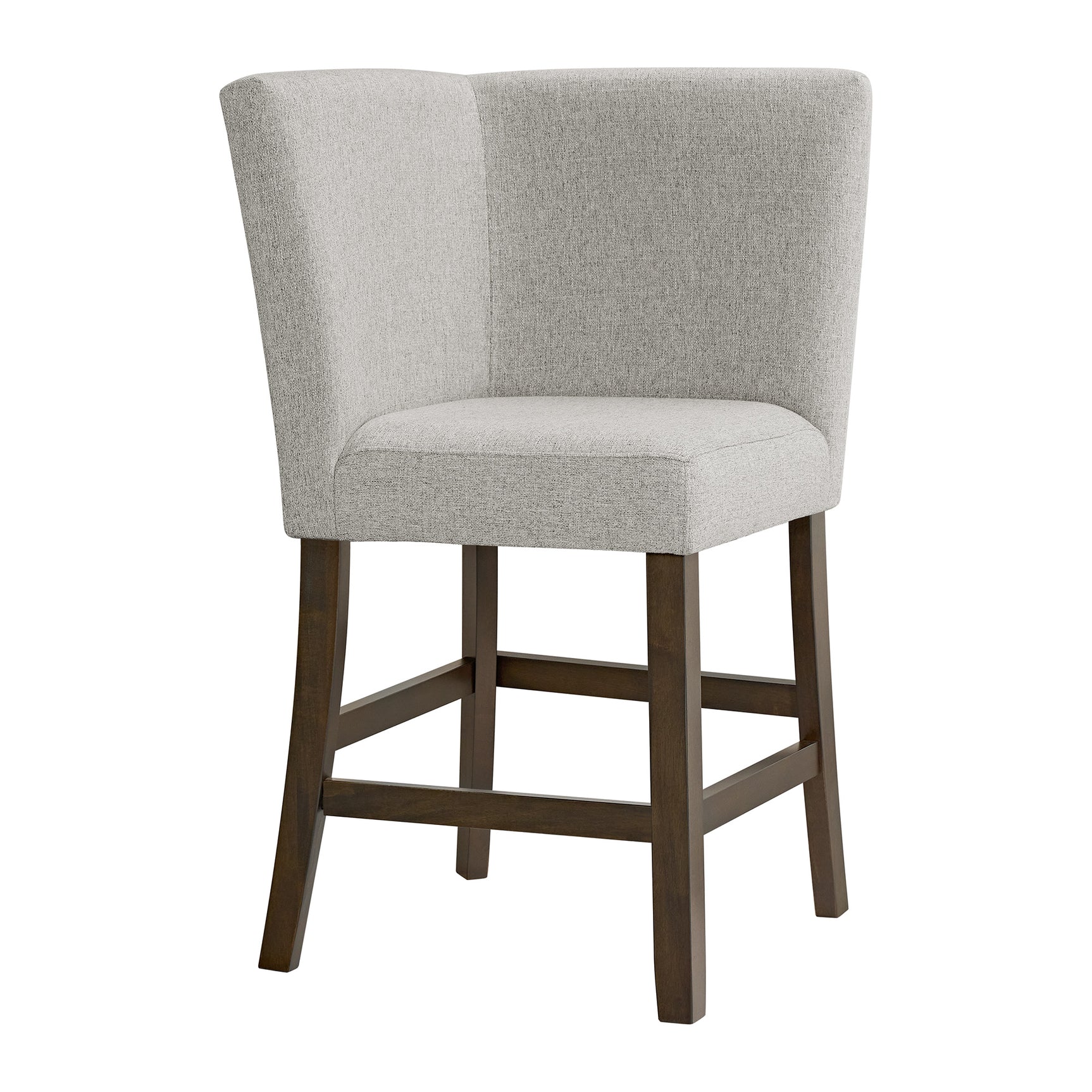Seneca Counter Corner Bench with Upholstered Back and Grey Fabric in Brown - Tampa Furniture Outlet