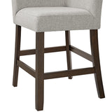 Seneca Counter Corner Bench with Upholstered Back and Grey Fabric in Brown - Tampa Furniture Outlet