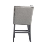 Seneca Counter Corner Bench with Upholstered Back and Grey Fabric in Grey