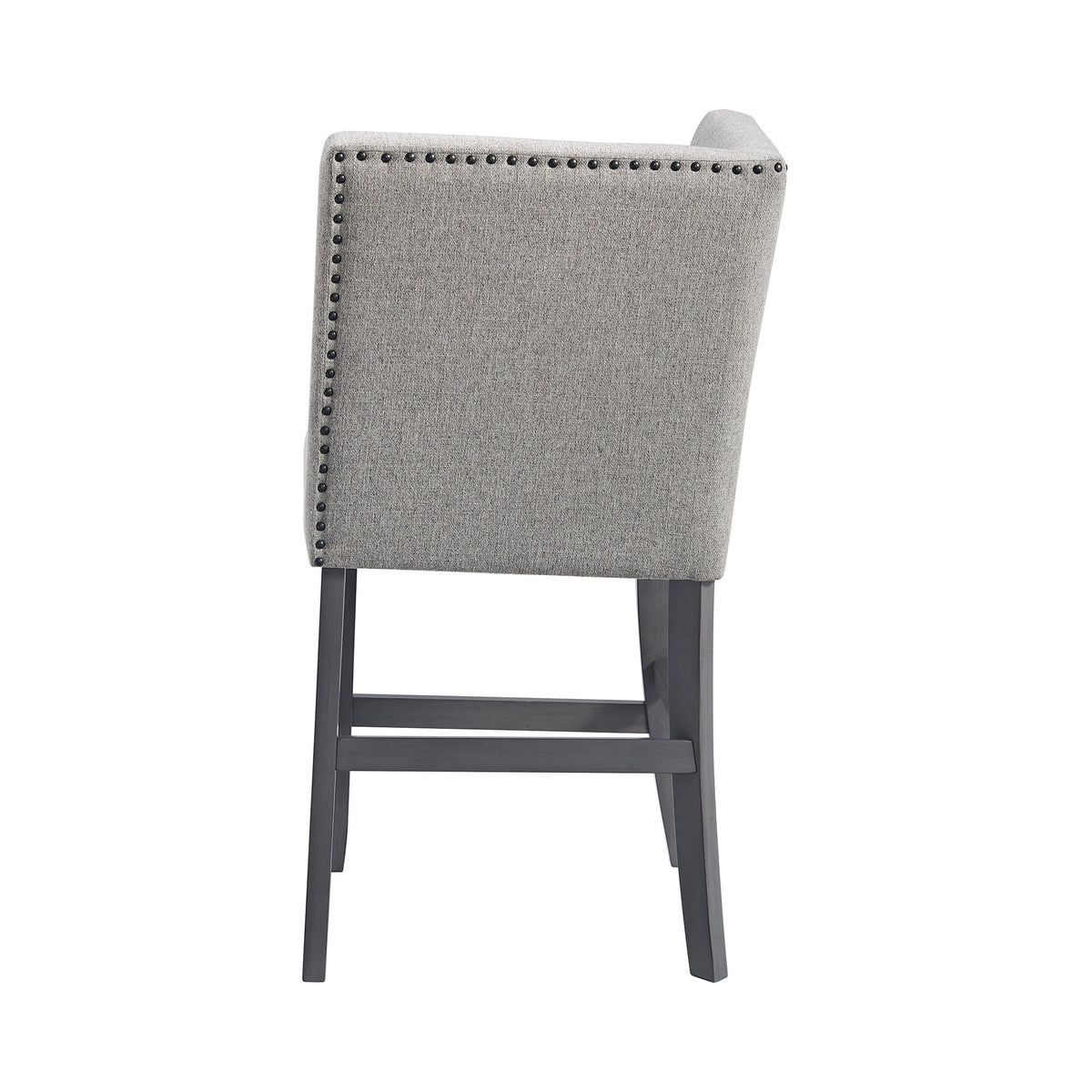 Seneca Counter Corner Bench with Upholstered Back and Grey Fabric in Grey