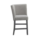 Seneca Counter Corner Bench with Upholstered Back and Grey Fabric in Grey