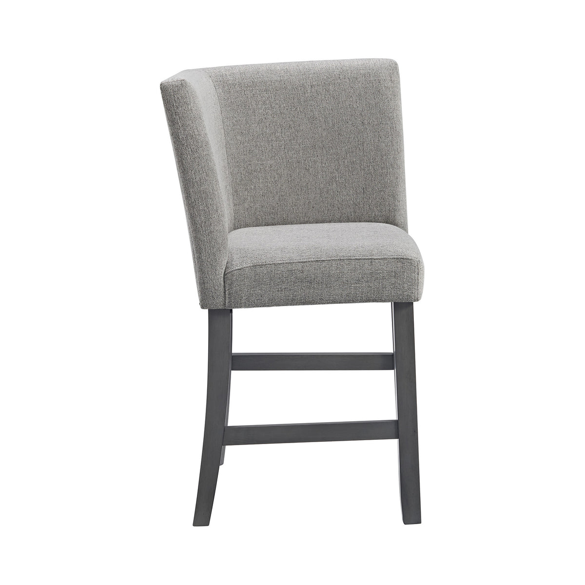 Seneca Counter Corner Bench with Upholstered Back and Grey Fabric in Grey