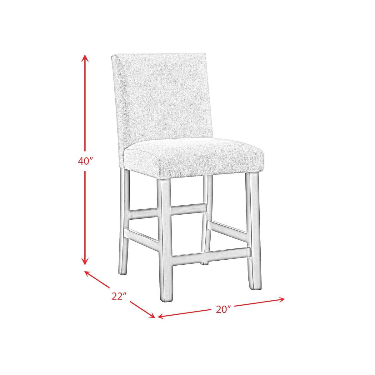 Seneca Counter Side Chair with Grey Fabric in Brown (2 Per Carton)