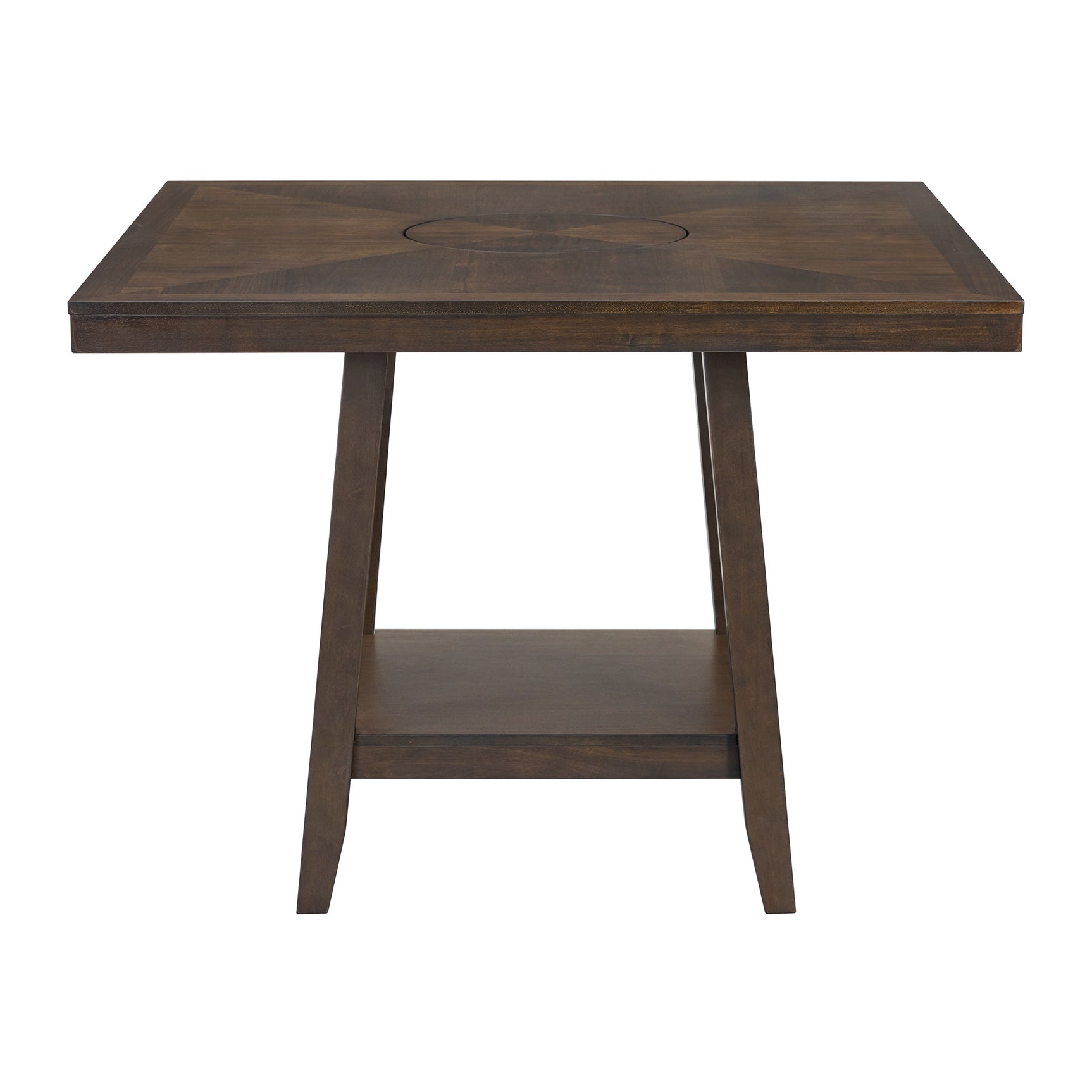 Seneca Square Counter Table with Lazy Susan in Brown - Tampa Furniture Outlet