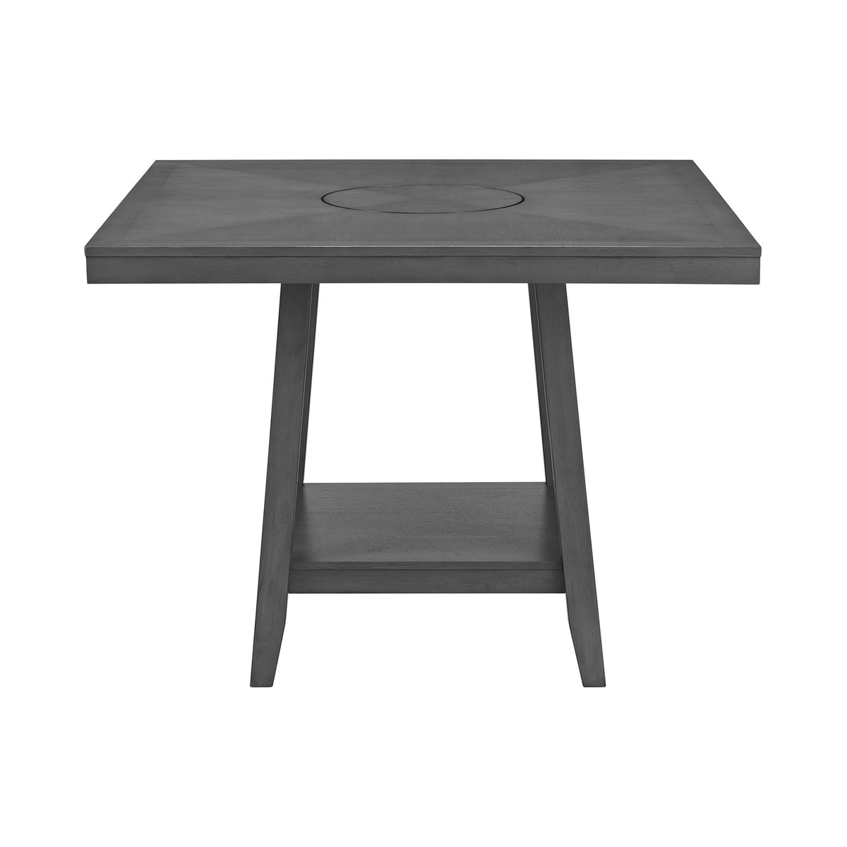 Seneca Square Counter Table with Lazy Susan in Grey