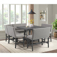 Seneca Counter Bench with Upholstered Back and Grey Fabric in Grey – SKU D-7670-3-CBN2 | Elements