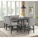 Seneca Counter Corner Bench with Upholstered Back and Grey Fabric in Grey - Tampa Furniture Outlet
