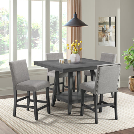 Seneca Square Counter Table with Lazy Susan in Grey – SKU D-7670-3-CT | Elements